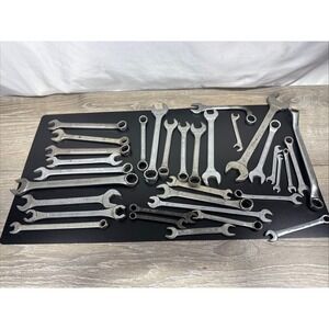 Vintage Lot of 33 Assorted Wrenches Tools Craftsman, Mac, Dunlap,Powr-Kraft,More